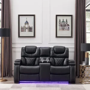 L1665-LEXUS-SOFA W/DD TRAY,POWER & USB-BLACK